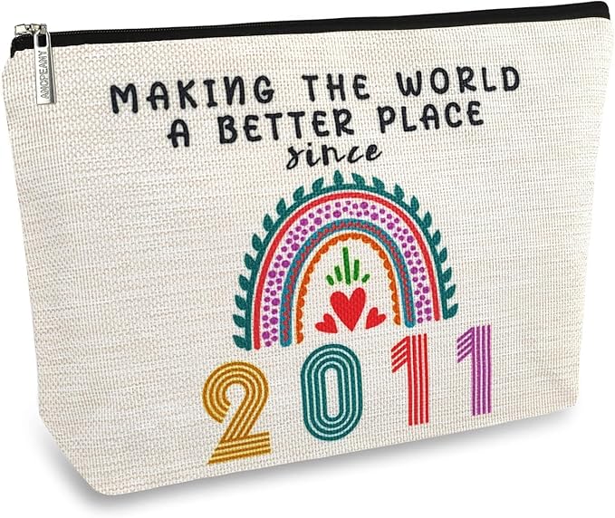 Gifts for 15 Year Old Girl, 15th Birthday Gifts for Teenage Girls, Funny 2011 Birthday Decorations Makeup Bags for Teens, Her, Sister, Daughter, Niece, Cute Cosmetic Travel Bag for Girls Trendy Stuff