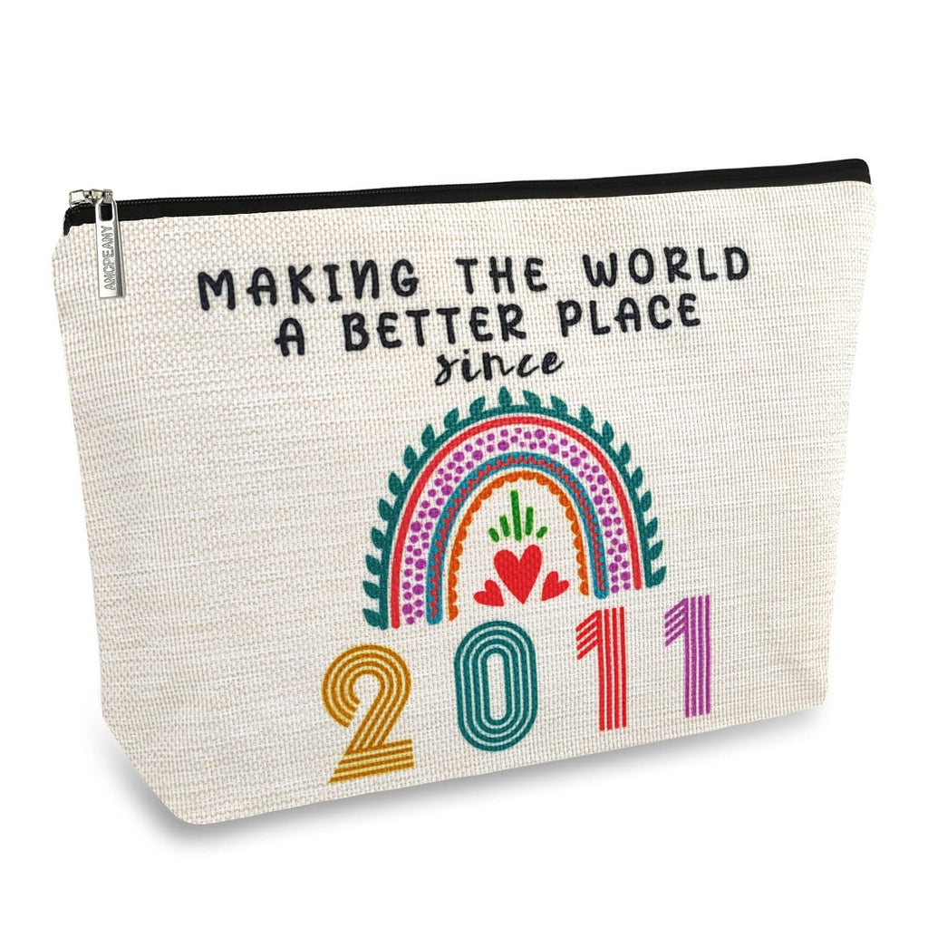 Gifts for 15 Year Old Girl, 15th Birthday Gifts for Teenage Girls, Funny 2011 Birthday Decorations Makeup Bags for Teens, Her, Sister, Daughter, Niece, Cute Cosmetic Travel Bag for Girls Trendy Stuff