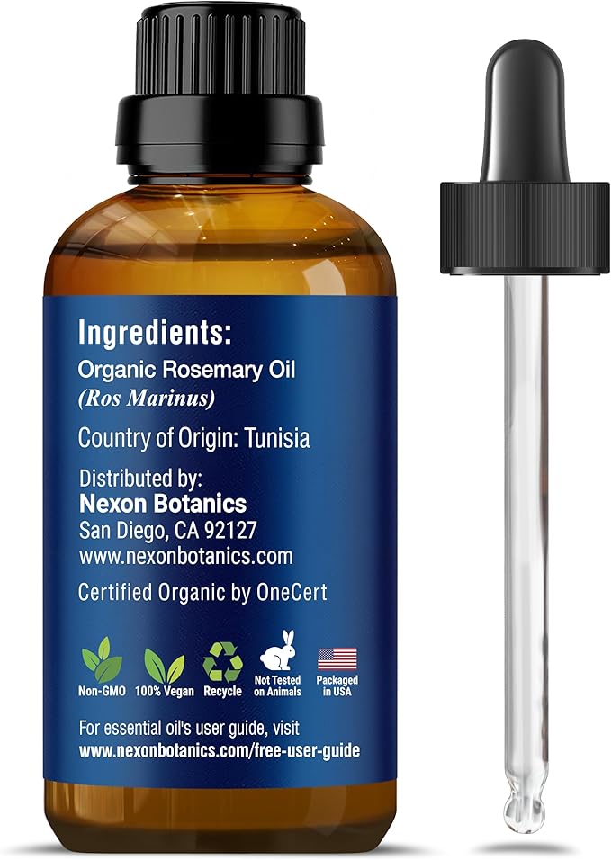 Organic Rosemary Essential Oil 30 ml - 100% Pure & Natural - Hexane Free