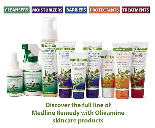 Medline Remedy Olivamine Foaming Body Cleanser, No Rinse, Scented, 5-oz Pump Bottle