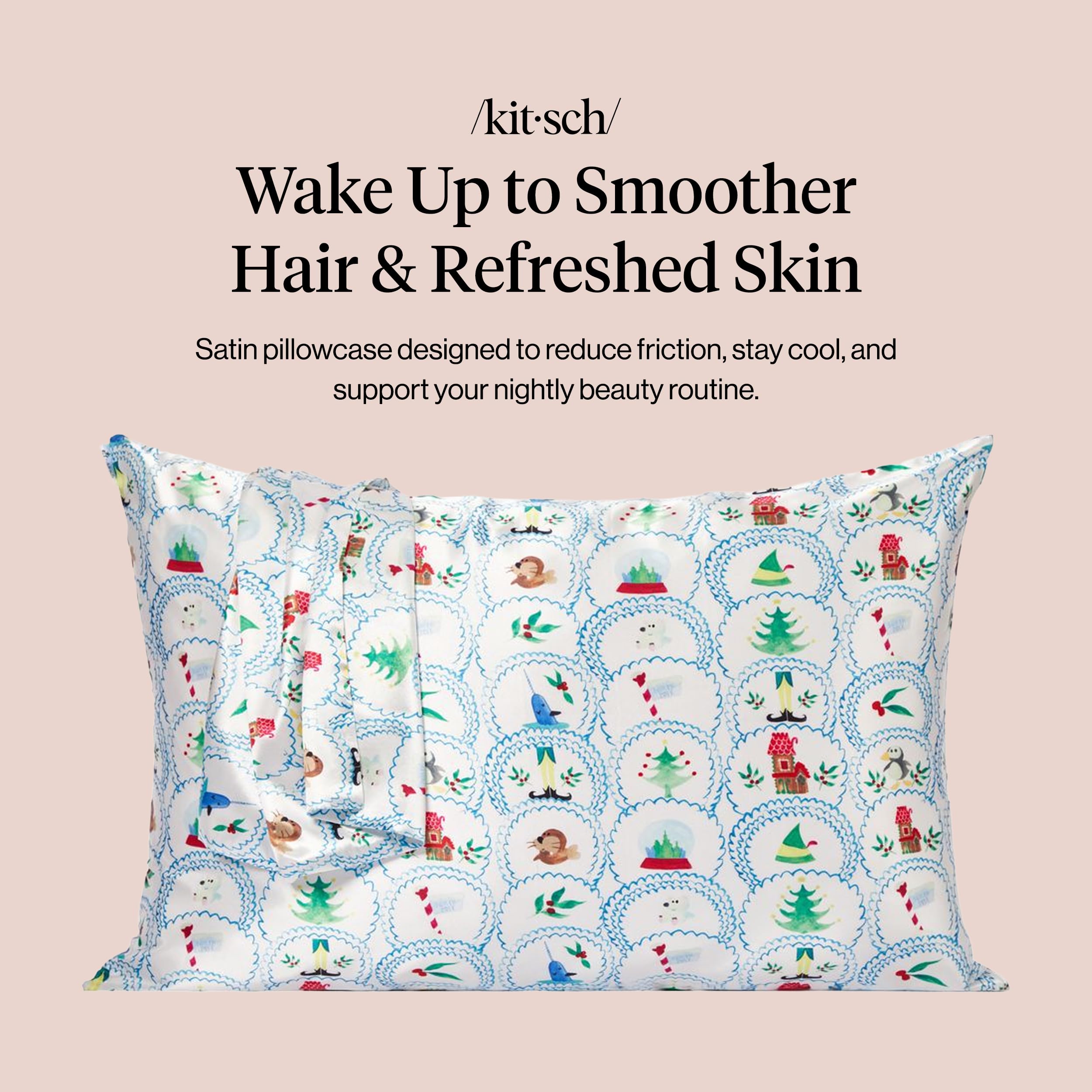 Kitsch x Elf North Pole Satin Pillowcase - Standard Size 19x26