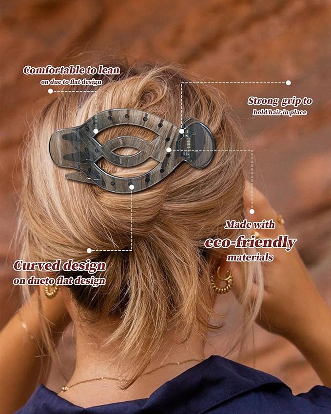 AWAYTR 6 Pack Large Flat Hair Clips for Women, 5 Inch Non-Slip Claw Clips