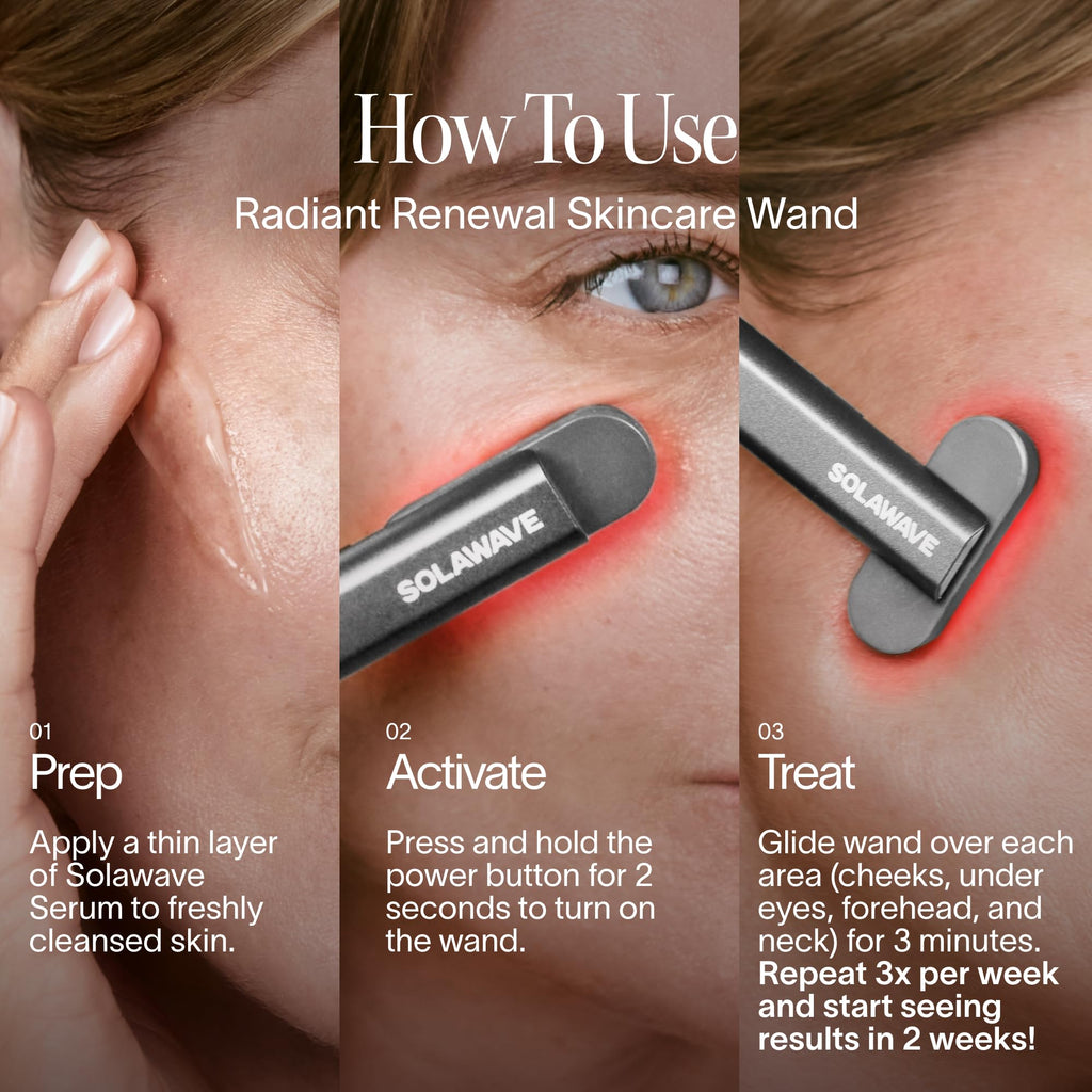 Solawave 4-in-1 Red Light Therapy Wand for Face & Neck (Charcoal)