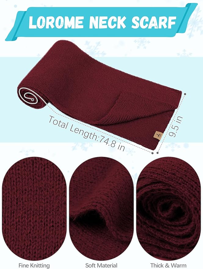 LOROME Winter Beanie Hat Gloves Scarf, Cashmere Hat Gloves Scarf Set Women
