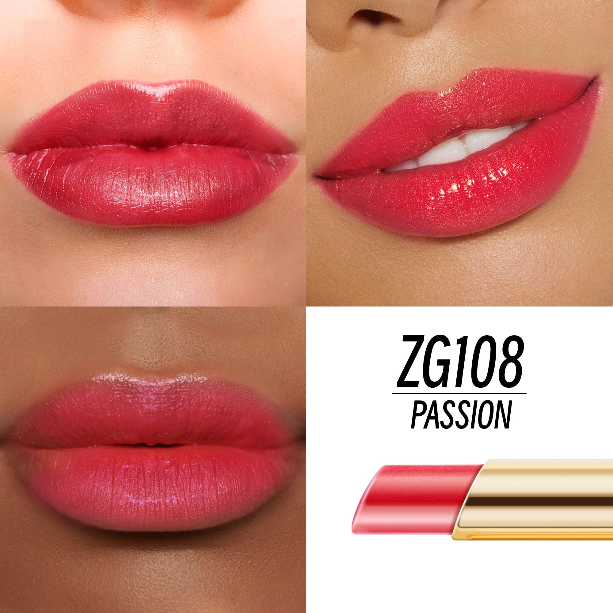 Depuplum Red Lipstick Moisturizing for Women Shimmer Tinted Lip Balm Hydrate Nourish Raspberry Lip Gloss Vegan& Cruelty Free Lip Makeup, ZG108 Passion
