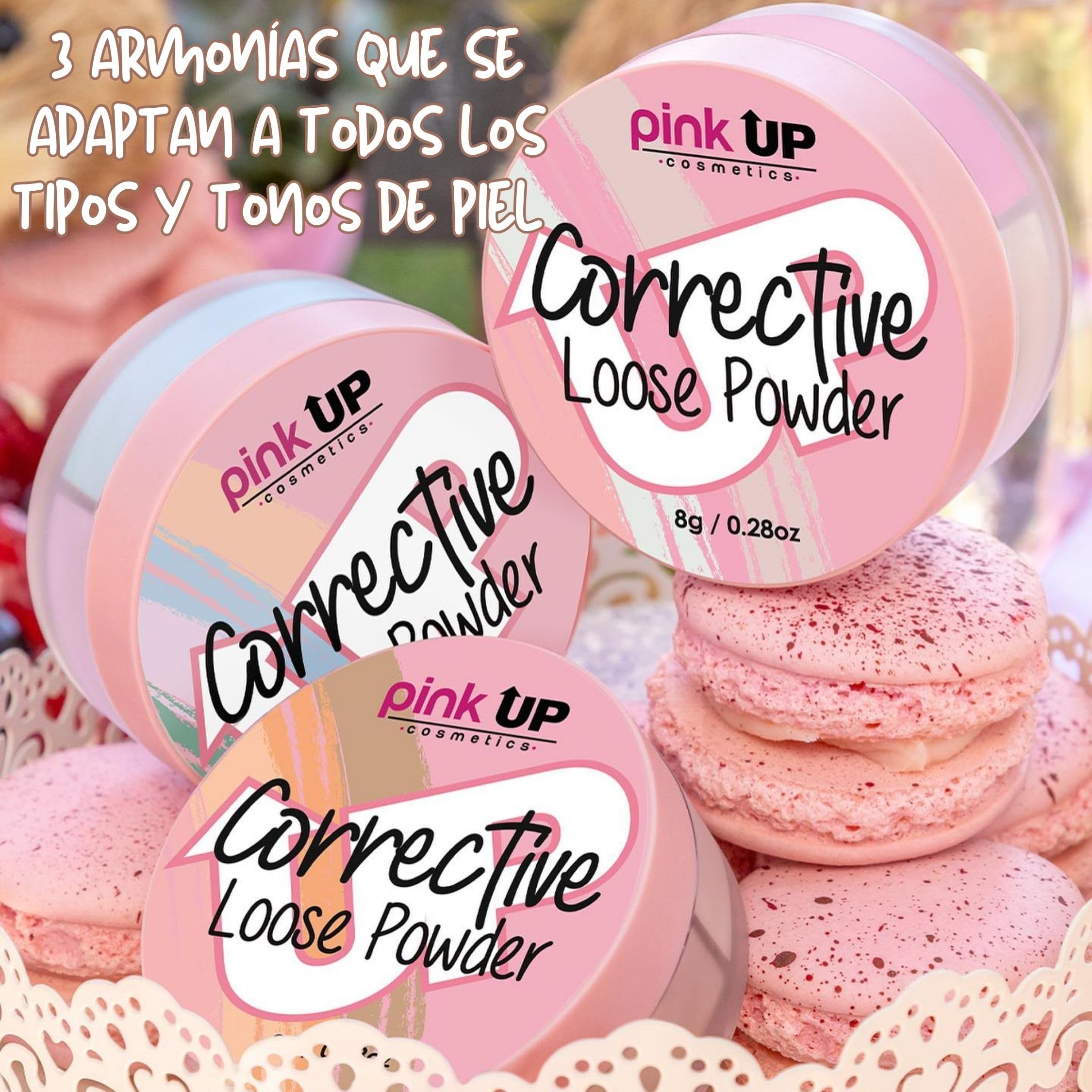 Pink Up | Corrective Loose Powder for Face | Mattifies and brightens without drying | Evens skin tone for all complexions | Baking Powder | Setting Powder | Warm | 8g | Model PKPT302