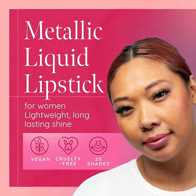 Aromi Chestnut Rose Metallic Liquid Lipstick, Shimmery (Alpine Bloom)