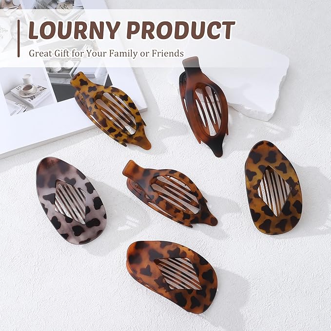Lourny 6PCS Flat Claw Clips for Women French Flat Hair Clips for Thin Hair