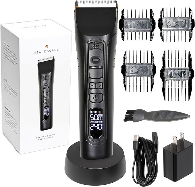 Brio Beardscape V1 Cordless Beard Trimmer for Men with Ceramic Blade, Black