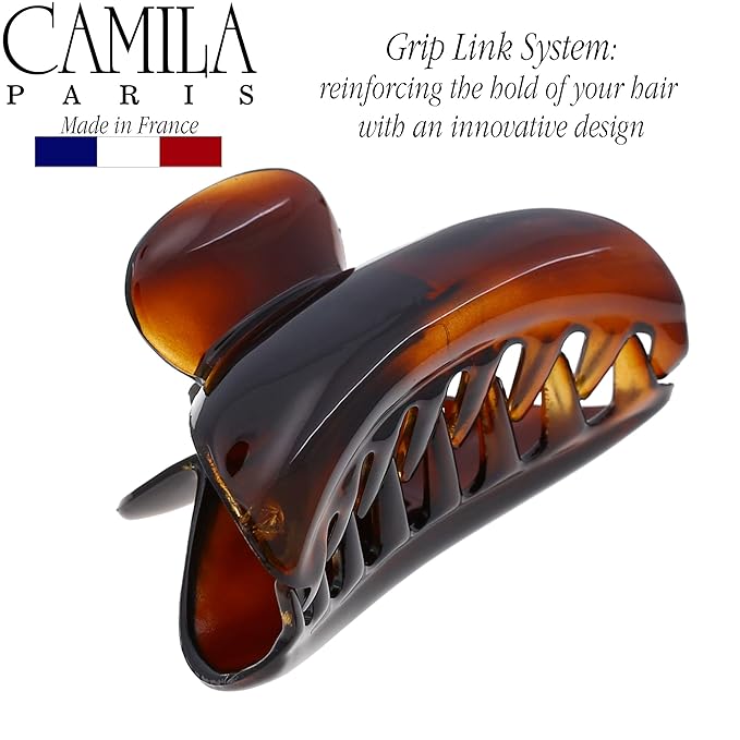 Camila Paris MP3 French Hair Clips for Women, 2.75" Medium Claw Clips for Thick Hair, Tortoise Shell Claw Clip, Strong Hold No Slip Accessories Clip for Women, Made in France