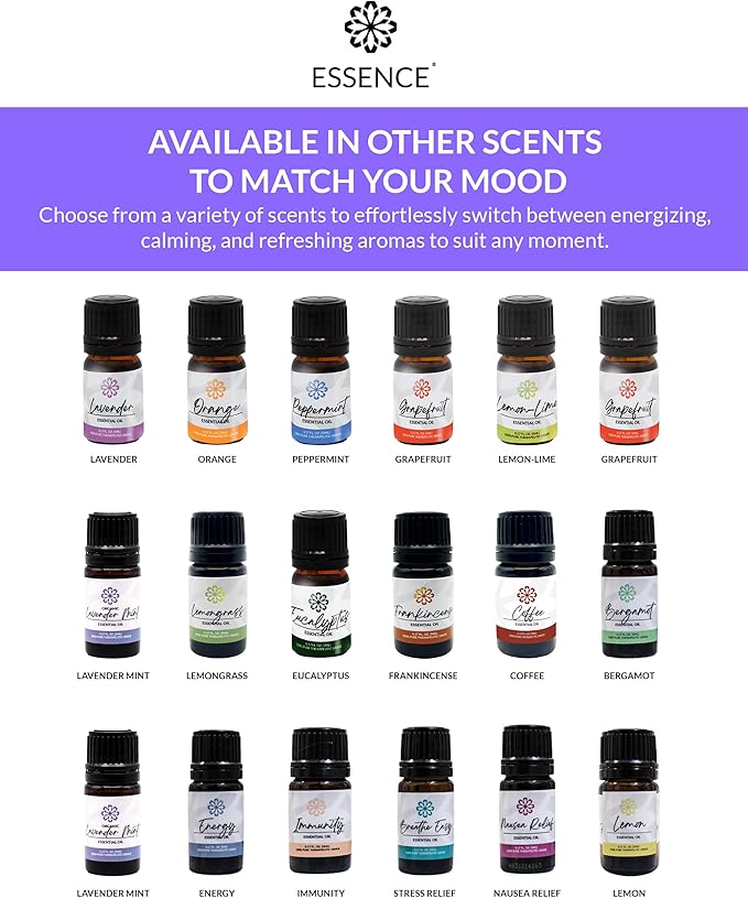 Essence Pearl Travel Case | Lavender Mint Essential Oil | Aromatherapy Nasal Diffuser & Essential Oil Carrying Case | Lavender & Peppermint Oil Blend | Travel-Friendly Kit | Black Pod