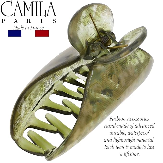Camila Paris CP3424 French Hair Clips for Women, 3.75" Large Claw Clip Strong Hold All Day, No Damage No Slip Claw Clips for Thick Curly Wavy Fine Straight Hair, Jaw Clip Made in France