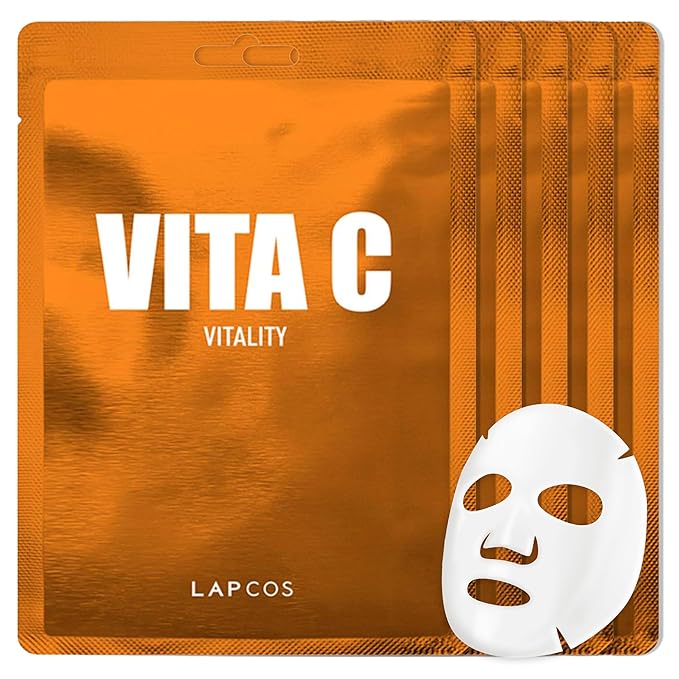 LAPCOS K Beauty Vita C Sheet - Revitalizing Vitamin C Face Mask (Pack of 5)