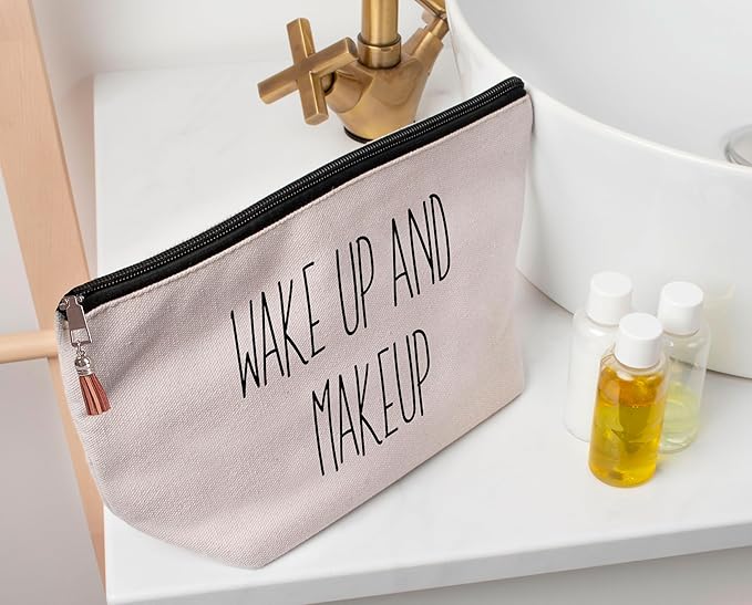 USEFEX Stylish Makeup Bag Organizer | Perfect 100% Cotton Canvas Cosmetic Bag Ideal for Travel and for Cute Gifts