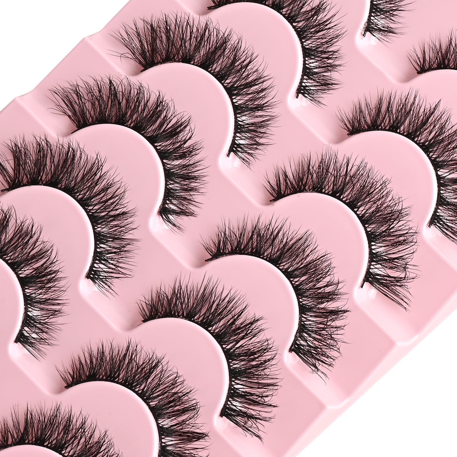 FARRED Natural Lashes Cat Eye False Eyelashes Wispy Fake Lash Strips 7 Pair Short Fluffy Strip Eyelash Wispies Mink Small Lashes Natural Look Full Pestañas Sets for MUA and Beginners Daily Makeup