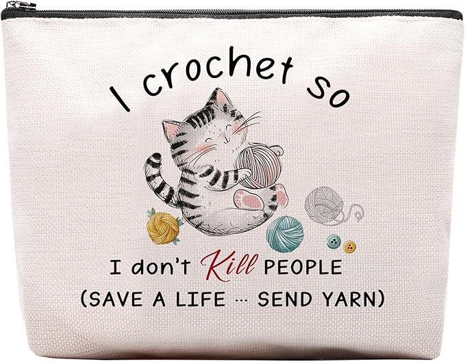 CEASQVAA Crocheting Gifts for Crocheters Accessories Makeup Bag, Gifts for People Who Like crocheting, Crocheter Knitting Supplies Stuff Things Gadgets, Small Crochet Gift Bag Cosmetic Bag Pouch