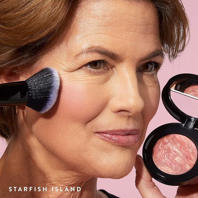 LAURA GELLER NEW YORK Baked Blush-n-Brighten for Mature Skin - 09 Starfish Island - Powder Blush Won't Settle into Fine Lines - Buildable Natural Finish – Longlasting Formula - Made in Italy