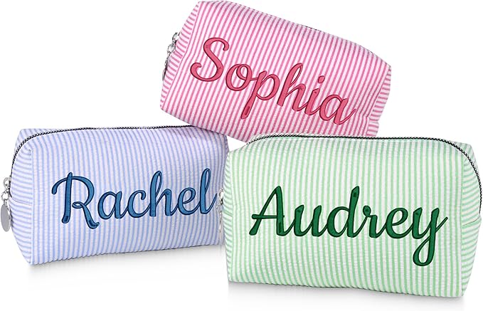 DayOfShe Personalized Name Makeup Bag for Bridesmaid Gifts,Custom Large Capacity Cosmetic Travel Toiletry Make Up Bags for Birthday Gifts,Personalized Gifts for Women Teen Girls
