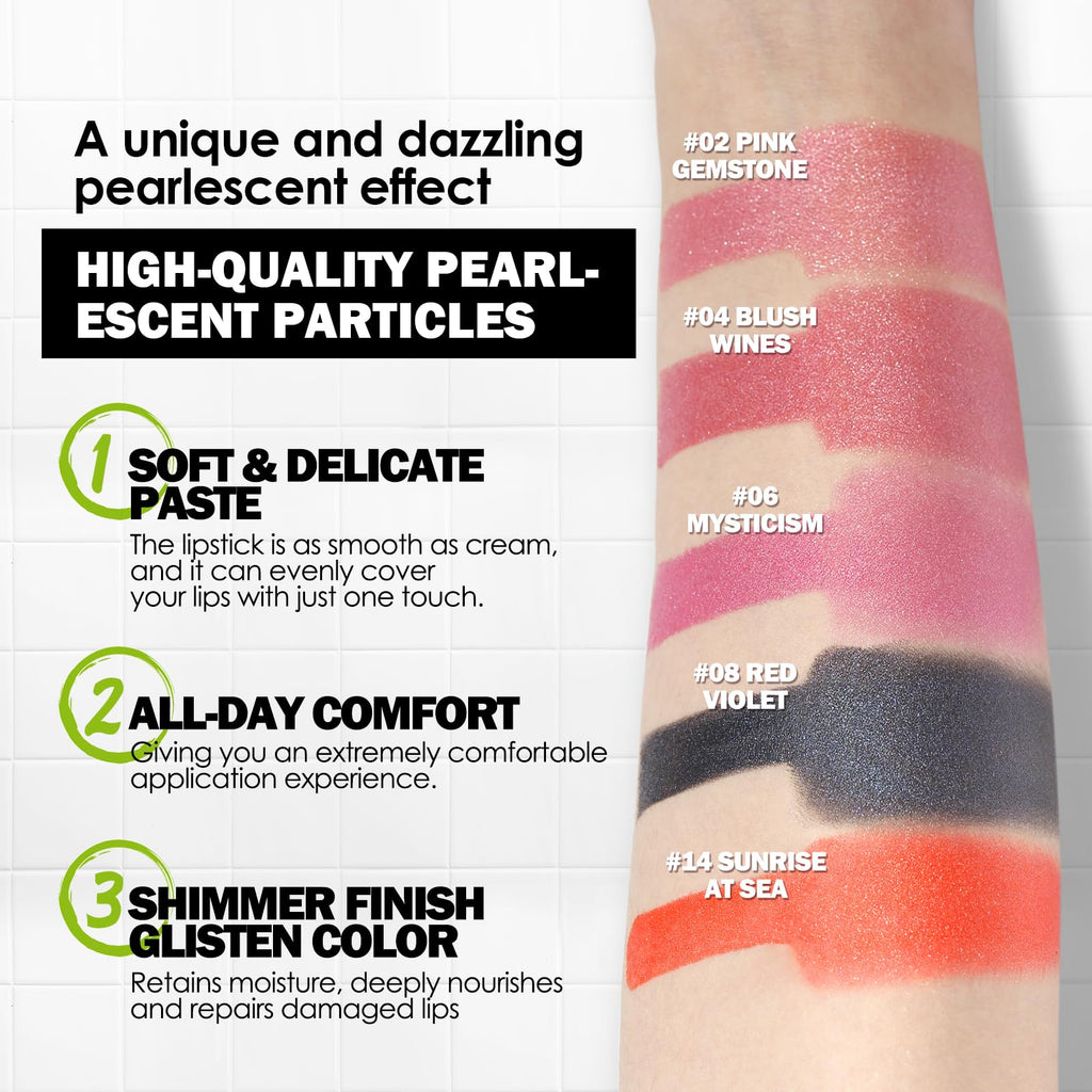 Anglicolor Glitter Coral Lipstick,Diamond High Shine Finish,Moisturizing Creamy Formula,Non-Sticky,Sparkle Brick Red Lipstick For Women,For Bar Nights Party,Music Festivals(14 SUNRISE AT SEA, 4g)