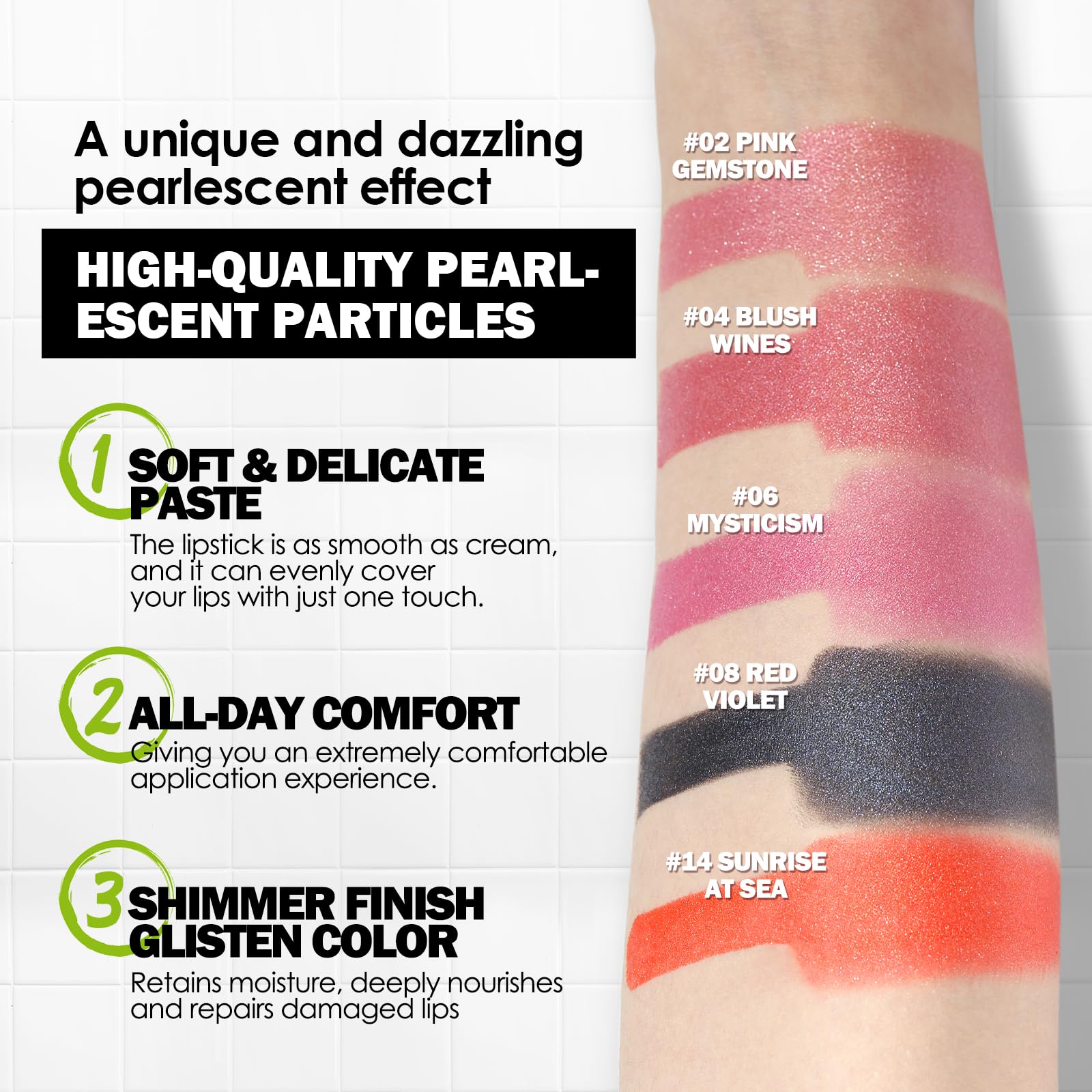 Anglicolor Glitter Coral Lipstick,Diamond High Shine Finish,Moisturizing Creamy Formula,Non-Sticky,Sparkle Brick Red Lipstick For Women,For Bar Nights Party,Music Festivals(14 SUNRISE AT SEA, 4g)