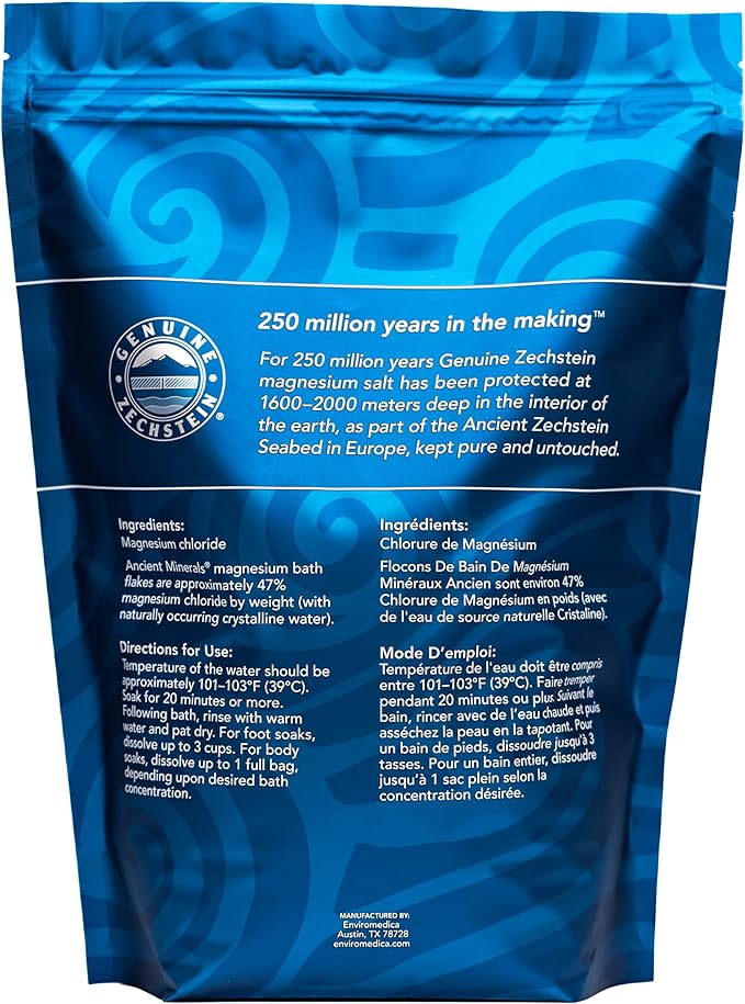 Ancient Minerals Magnesium Bath Flakes, Epsom Salt Alternative, 8lb