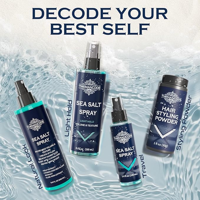 THEMANCODE Sea Salt Spray for Men, Surf Spray Adds Instant Volume, 8.8 Oz