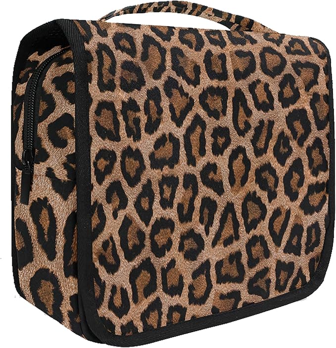 senya Hanging Travel Toiletry Bag Kit Makeup Case Cosmetics Organizer for Men Women leopard