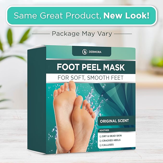 DERMORA Foot Peel Mask, Exfoliating Foot Peeling Mask, 2 Pairs, Original