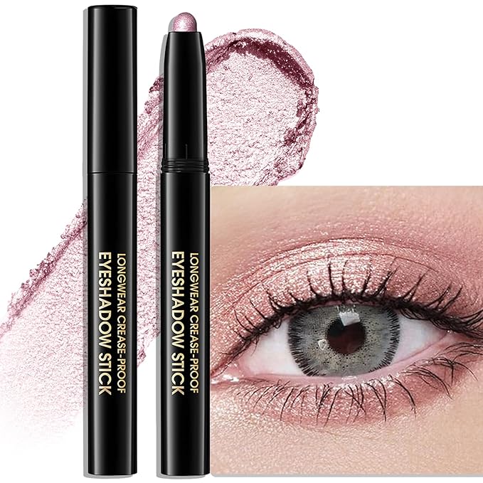 Wugbc Shimmer Eye Shadow Stick, Cream Eyeshadow Stick Long-Lasting Crease-Proof Blendable Eye Brightener Pencil Multi-use for Eyeliner Highlighter Smooth Cream to Powder Eyes Crayon Makeup, 8 FANCY