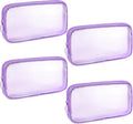 Sinzip 4 Pieces Mini Zipper Nylon Mesh Pouch, Mesh Cosmetic Bags Makeup Bags, Multipurpose Travel Toiletry Bags for Office Supplies and Travel Accessories (Purple, M)