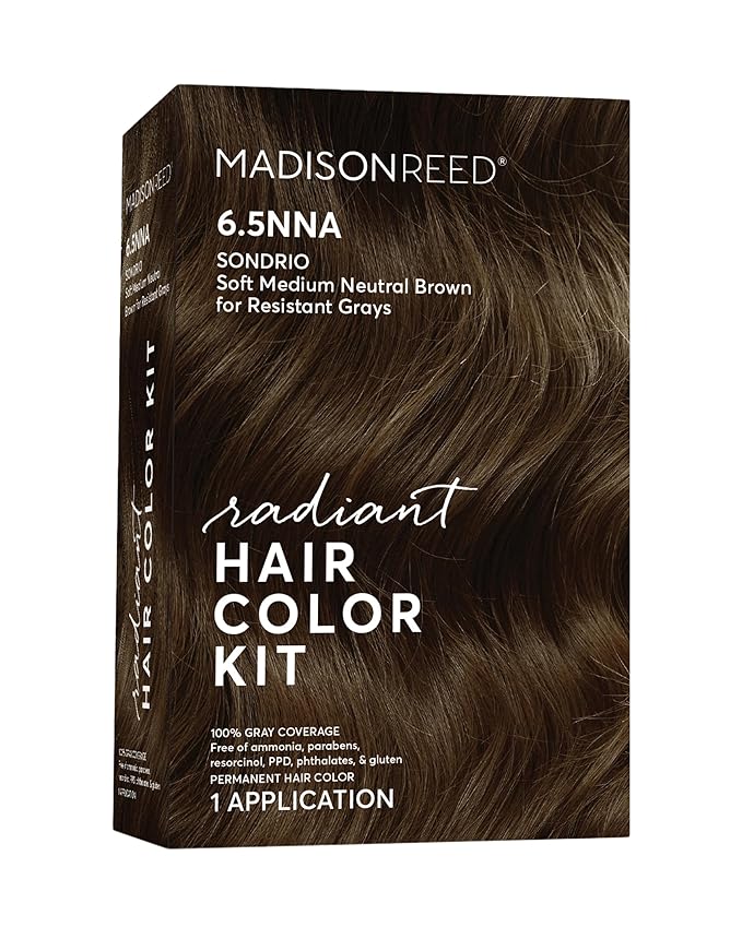 Madison Reed Radiant Hair Color Kit - 6.5NNA Medium Neutral Brown (Sondrio), Permanent Hair Dye for Resistant Grays, 100% Gray Coverage | PPD-Free & Ammonia-Free, 1 Pack