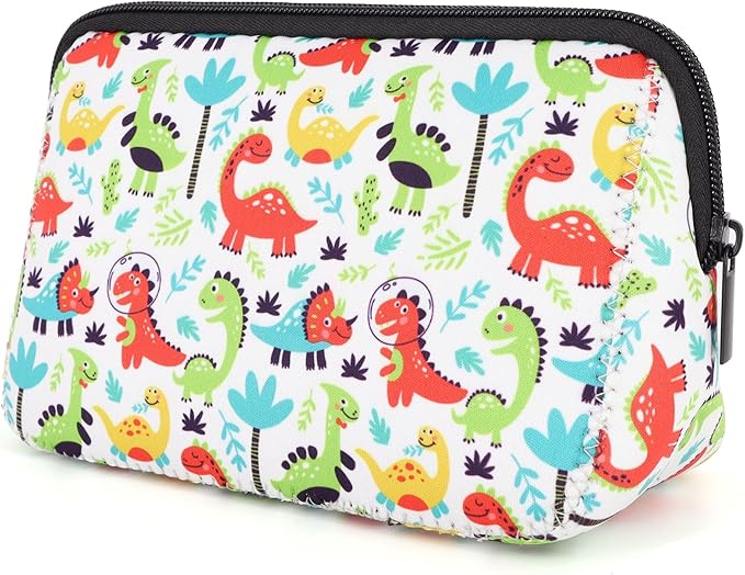 AJLTPA Waterproof Neoprene Cosmetic Bag, Cartoon Dinosaur