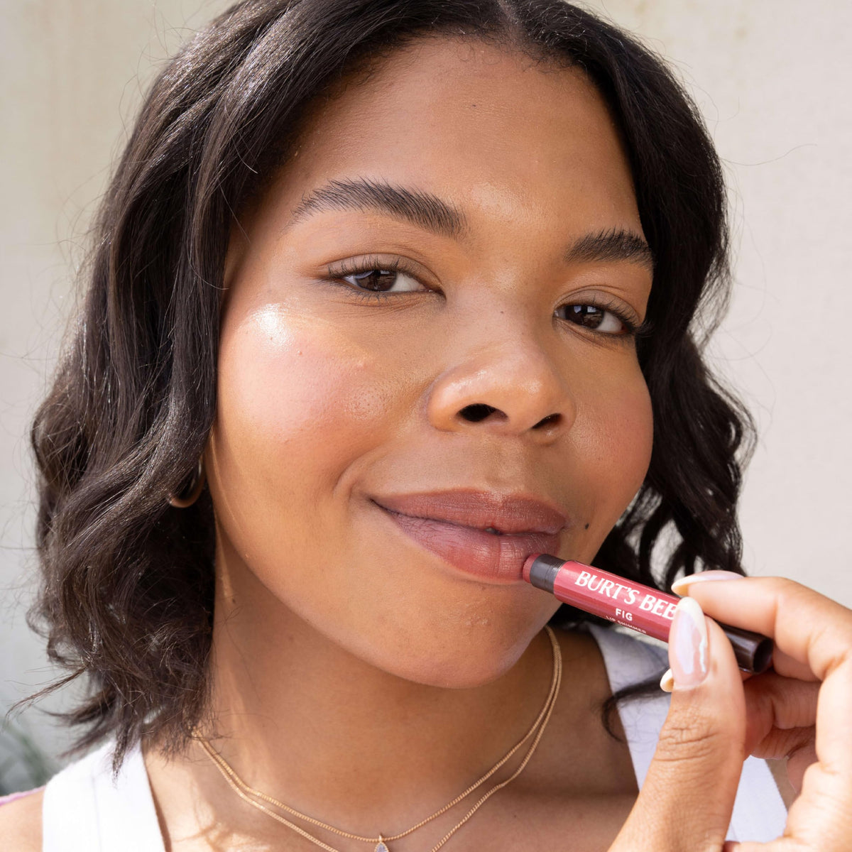 Burt's Bees Shimmer Lip Tint, Tinted Lip Balm Stick, Moisturizing for All Day Hydration with Natural Glowy Pigmented Finish & Buildable Color, Fig, 1 Tube, 0.09 oz.