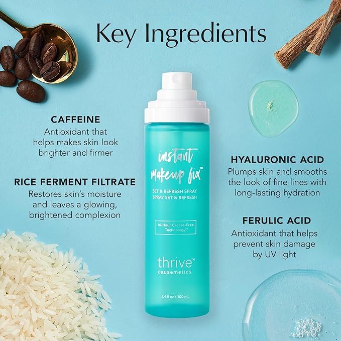 Thrive Causemetics Instant Makeup Fix Setting & Refresh Spray, 3.4 oz