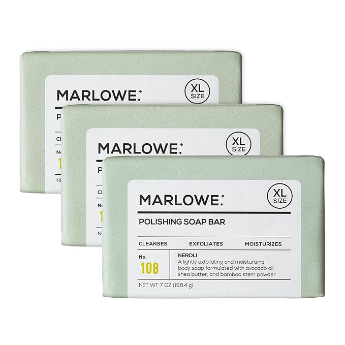 MARLOWE. Lightly Exfoliating Cleansing Soap Bar, Sage + Fir 7 oz (3 Bars)