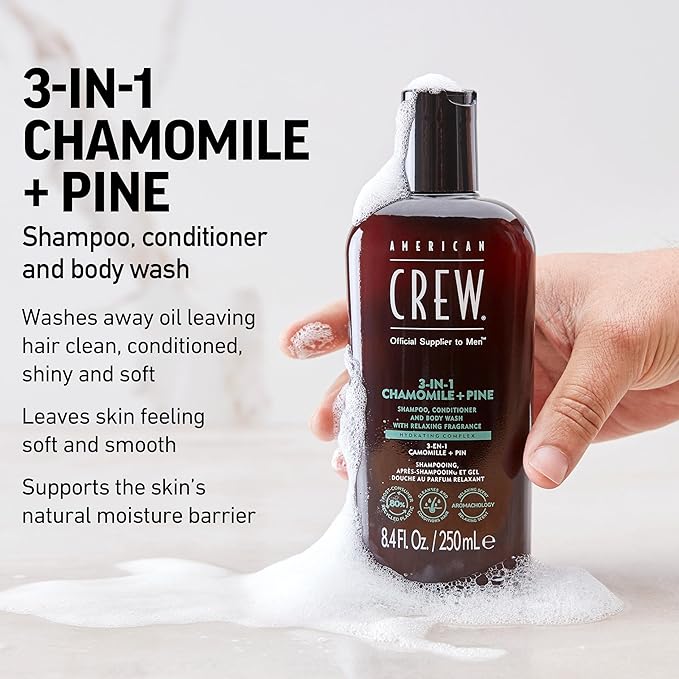 American Crew 3-in-1 Shampoo & Body Wash, Chamomile & Pine, 8.4 fl oz