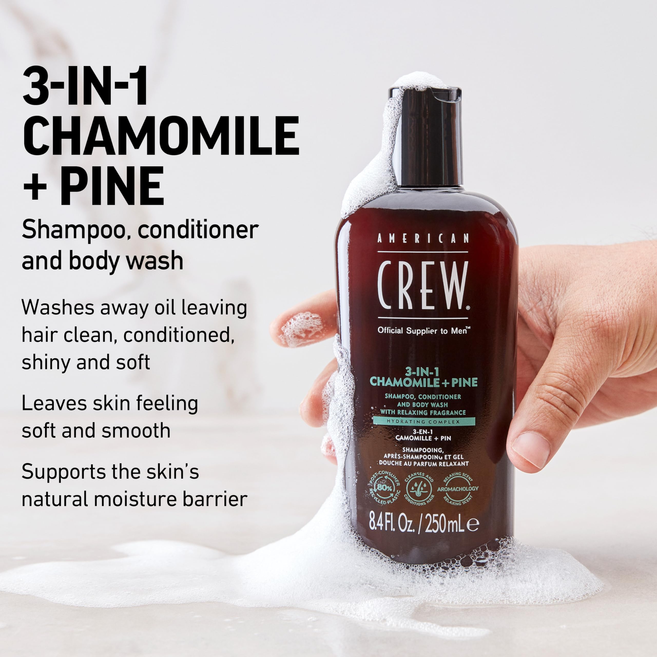 American Crew 3-in-1 Shampoo & Body Wash, Chamomile & Pine, 8.4 fl oz