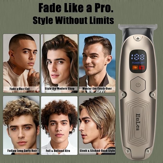 EuLea Multifunctional Hair Clipper with LED Screen, Cordless Rechargeable Beard Trimmer, Body Groomer with 10 Accessories for Men Women Home Travel Use