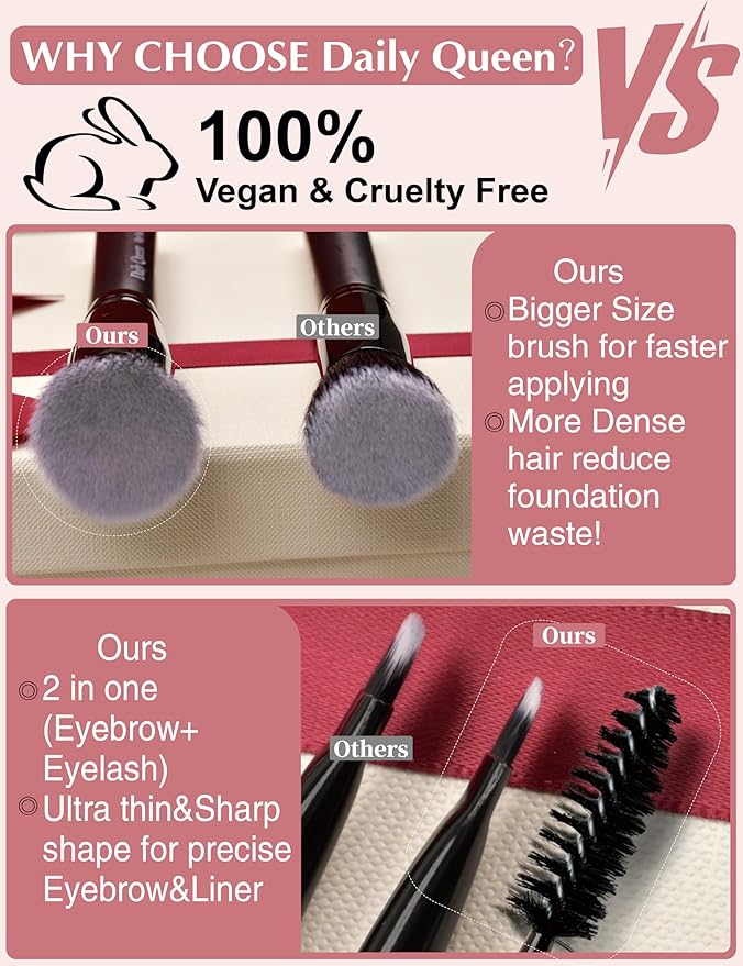Daily Queen 29pcs Black Professional Makeup Brush Set Kabuki Powder Concealers Eye shadows Blush Eyeliner Eyebrow Contour Eye blending Brushes (29pcs brush)