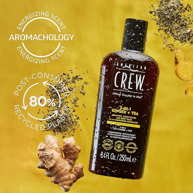 American Crew 3-in-1 Shampoo & Body Wash, Ginger & Tea, 15.2 fl oz