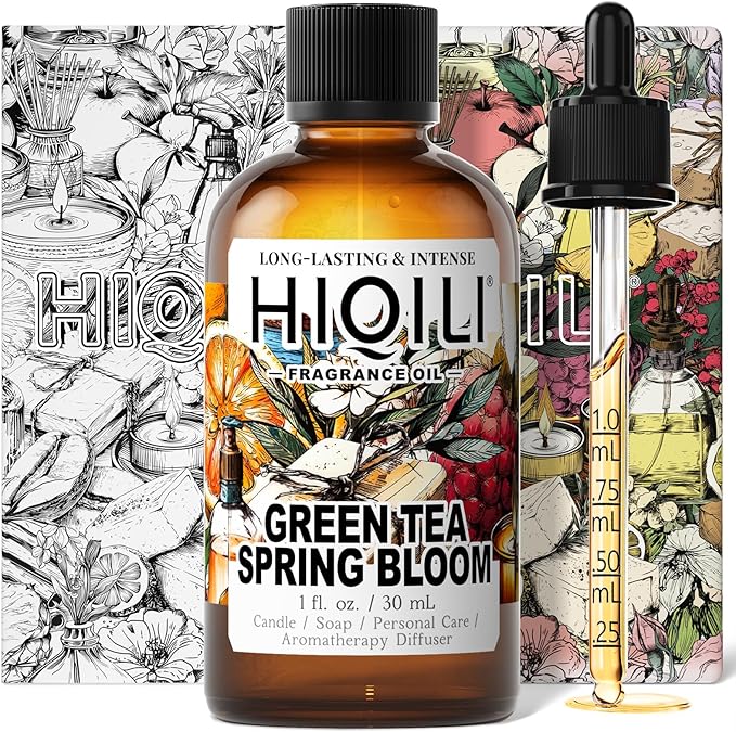 HIQILI Green Tea Spring Bloom Fragrance Oil for Diffuser, Candle & Soap