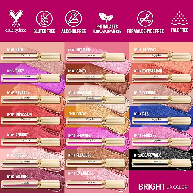 Depuplum Brown Lipsticks for Women Metallic Glitter Lipstick Long Lasting