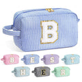 YOOLIFE Bridesmaid Proposal Gifts - Personalized Bridal Shower Bridesmaid Bride To Be Bachelorette Party Gifts Maid Matron Honor Gifts, Monogram Initial Blue Makeup Bag Cosmetic Bag, Blue B