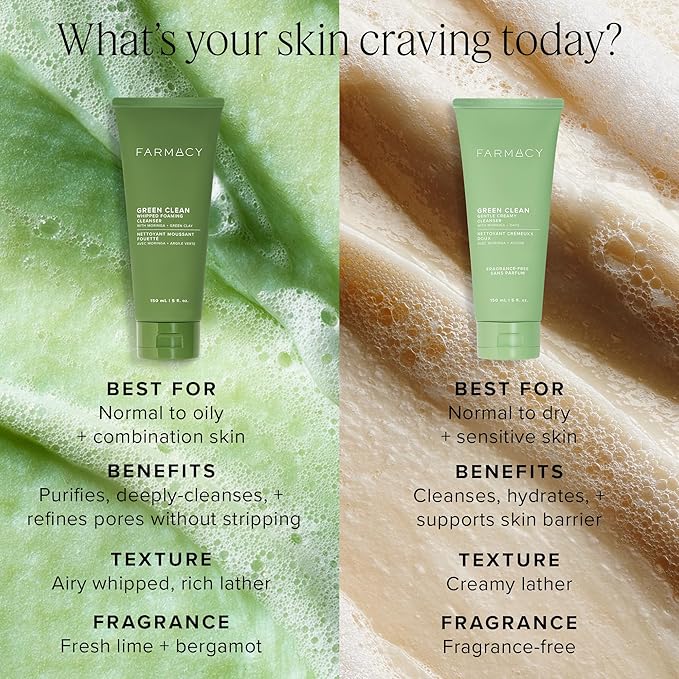 Farmacy Gentle Creamy Face Cleanser - Hydrating Facial Cleanser to Nourish + Help Remove Makeup + Impurities - Enriched with Aloe + Moringa Oil to Soothe, Purify + Refresh Skin (150ml)