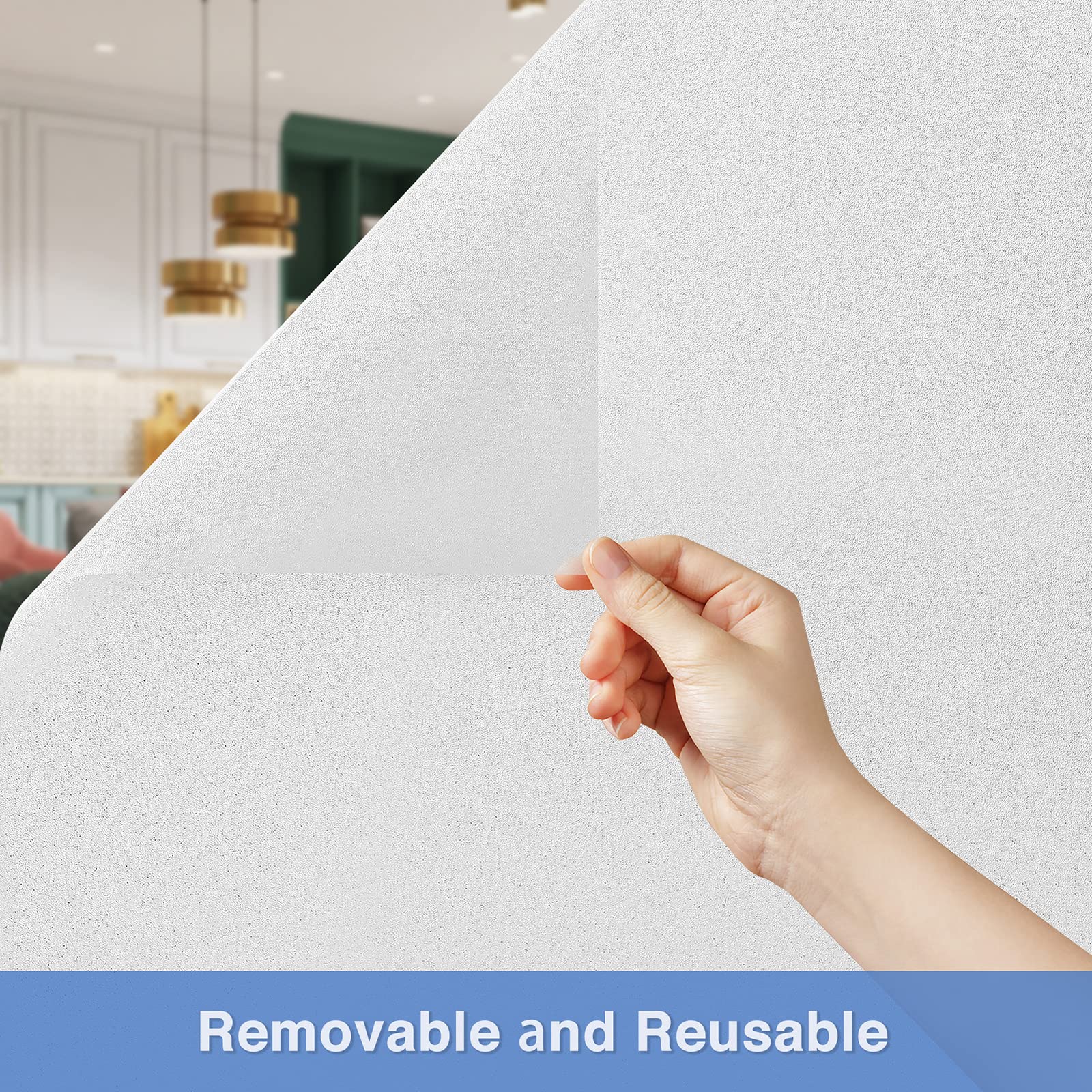 Volcanics Frosted Glass Window Privacy Film with Installation Tools, Removable Static Cling Bathroom Window Film, Heat Control UV Blocking, Peep-Proof, Ideal for Home Office 23.6 x 78.7 Inches