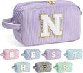 YOOLIFE Personalized Gifts for Mom - Initial Makeup Bag Cosmetic Bag Toiletry Pouch, Personalized Birthday Gifts for Mom Grandmother Stepmother, Mother In Law Gifts, Mothers Day Gifts, Purple N