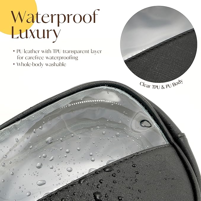 Vacfulliven Clear Makeup Bag for Travel, Mini Waterproof Cosmetic Organizer with Zipper, Portable Transparent Toiletry Bag for Women & Men (6.7x6 Inch) - Fits Makeup, Skincare, Jewelry (Black)