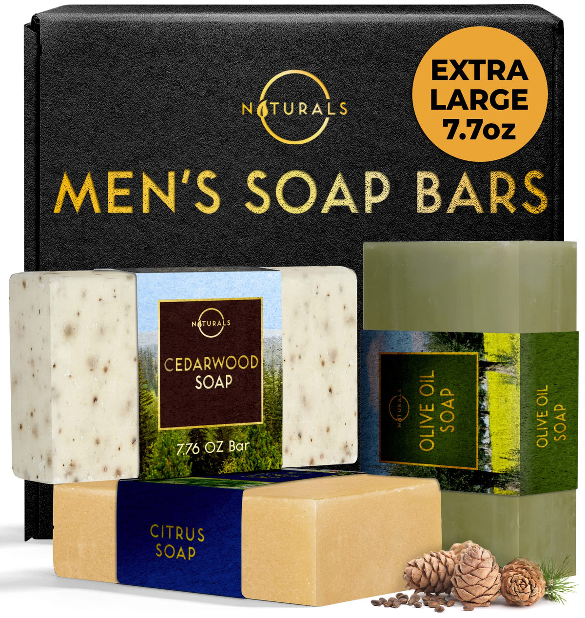 O NATURALS Exfoliating Soap For Men - Cedar African Black Soap 3 Pack