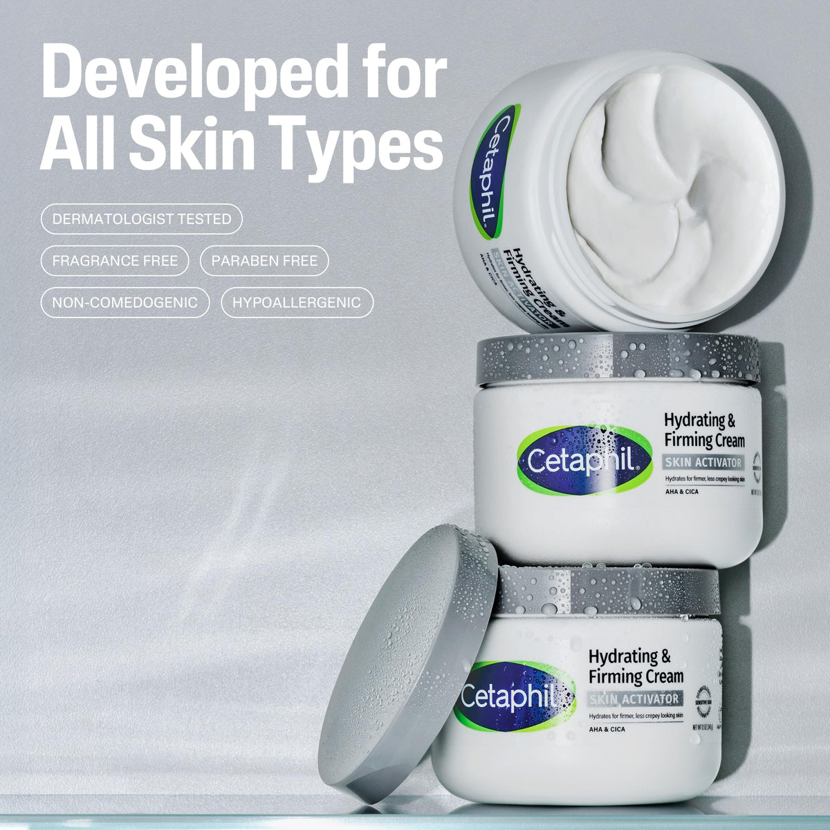 Cetaphil Skin Activator Firming Body Cream, AHA + CICA, 12oz
