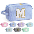 YOOLIFE Gifts for Women Teen Girls Kids - Initial Makeup Bag Cosmetic Bag Toiletry Pouch, Personalized Birthday Gifts for Women Girls Mom Daughter Sister Friends, Blue M